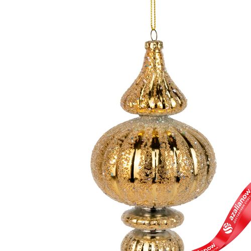 Фото 2: Украшение подвесное «Юла с глиттером» (пластик), Н18см, золотой