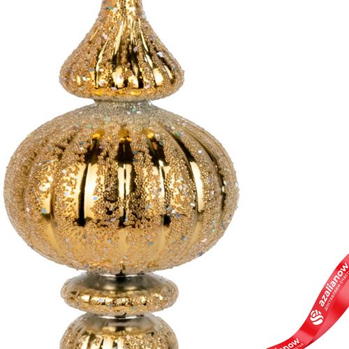 Фото 3: Украшение подвесное «Юла с глиттером» (пластик), Н18см, золотой