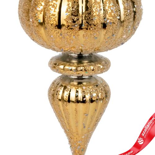 Фото 5: Украшение подвесное «Юла с глиттером» (пластик), Н18см, золотой