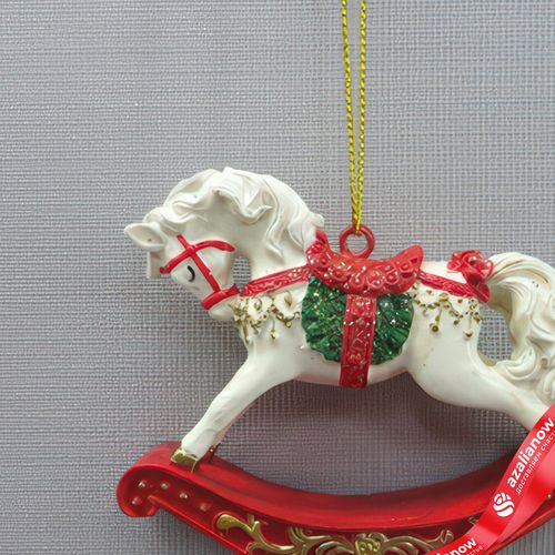 Фото 2: Украшение подвесное «Лошадка» (полирезин), H7,5x6,5x2см, красный
