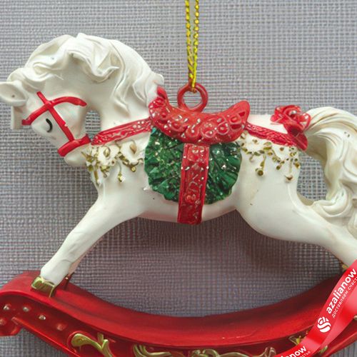 Фото 4: Украшение подвесное «Лошадка» (полирезин), H7,5x6,5x2см, красный