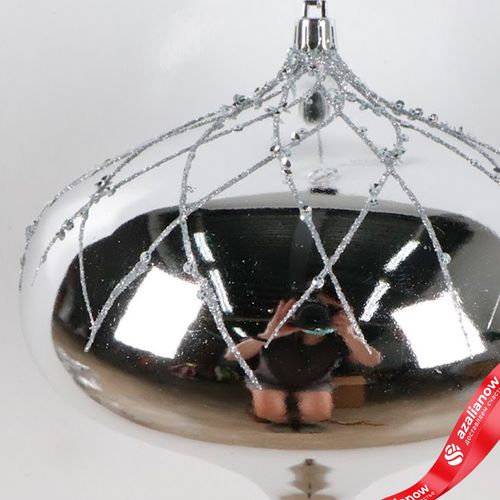 Фото 2: Украшение подвесное «Луковица» (пластик), 16см, серебряный