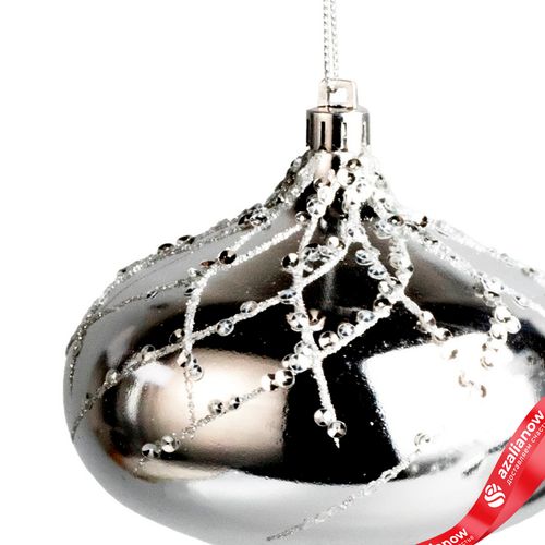 Фото 2: Украшение подвесное «Луковица» (пластик), 10см, серебряный