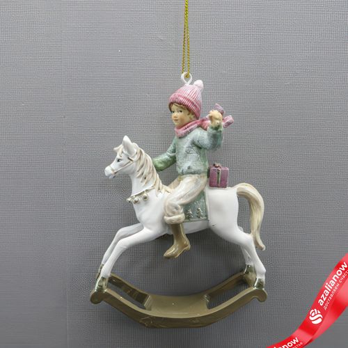 Украшение подвесное «Мальчик на лошадке» (полирезин), H12x9x4,5см, розовый