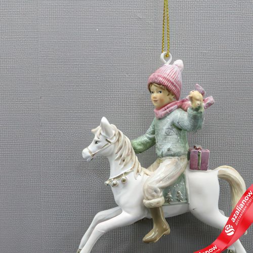 Фото 2: Украшение подвесное «Мальчик на лошадке» (полирезин), H12x9x4,5см, розовый