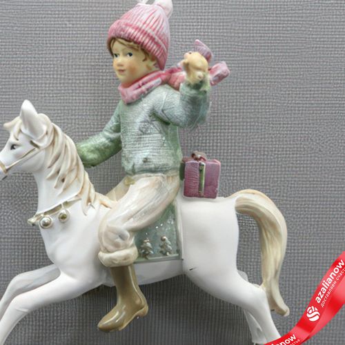 Фото 3: Украшение подвесное «Мальчик на лошадке» (полирезин), H12x9x4,5см, розовый