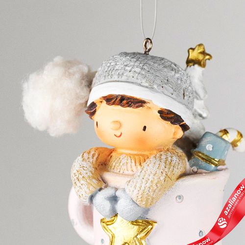 Фото 2: Украшение подвесное «Мальчик в кружке» (полирезин), Н8,5х6,5х6см, розовый