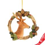 Маленькое фото 1: Украшение подвесное «Олень в венке» (полирезин), Н8х8х3,5см, коричневый