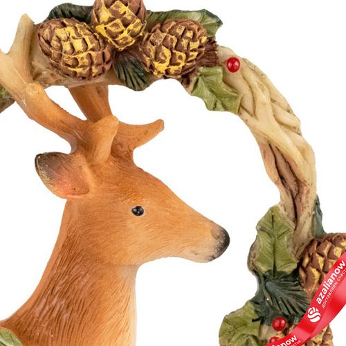 Фото 3: Украшение подвесное «Олень в венке» (полирезин), Н8х8х3,5см, коричневый