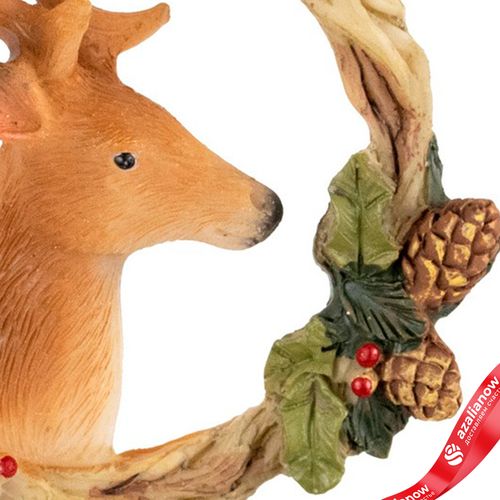 Фото 5: Украшение подвесное «Олень в венке» (полирезин), Н8х8х3,5см, коричневый