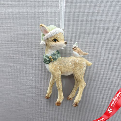 Украшение подвесное «Олененок» (полирезин), H9x6,5x3см, зеленый