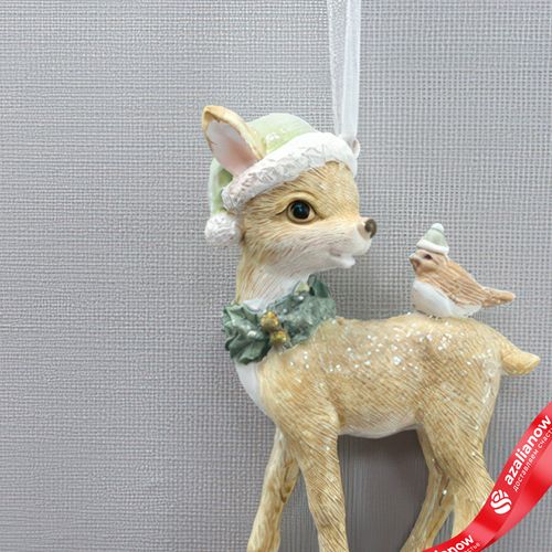 Фото 2: Украшение подвесное «Олененок» (полирезин), H9x6,5x3см, зеленый