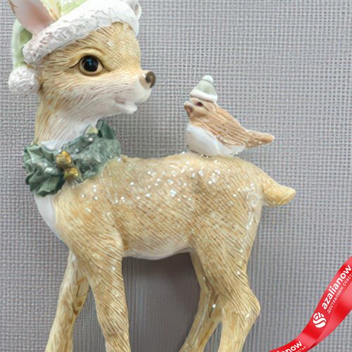 Фото 3: Украшение подвесное «Олененок» (полирезин), H9x6,5x3см, зеленый