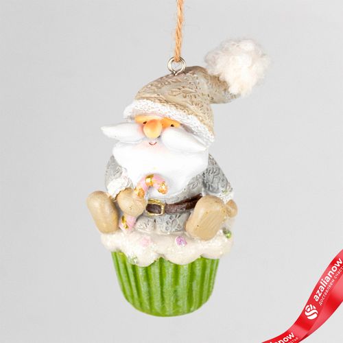 Украшение подвесное «Санта на капкейке» (полирезин), Н9,5х6,5х5,5см, зеленый
