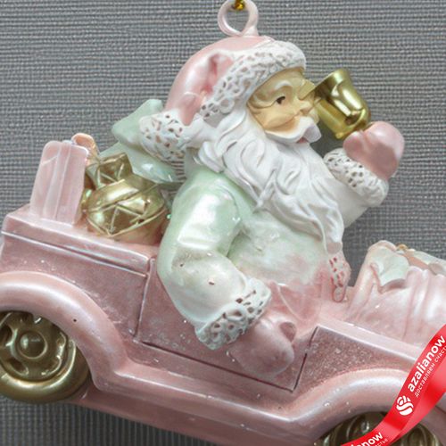Фото 4: Украшение подвесное «Санта в машине» (полирезин), H6x7x4см, розовый
