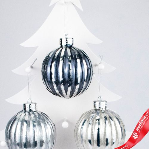 Фото 2: Украшение подвесное «Шар» (пластик), D10см, в асс., серебряный