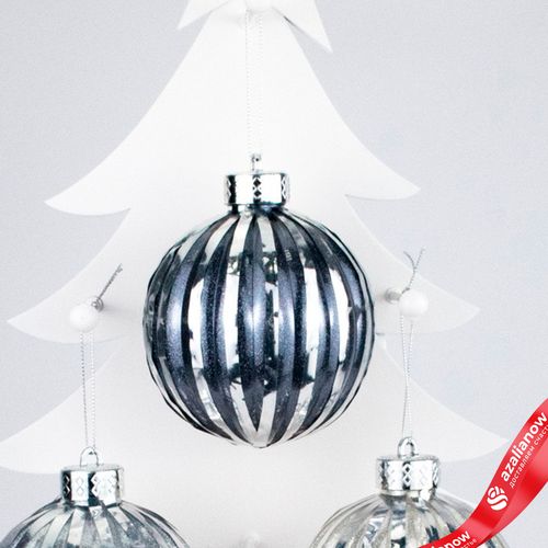 Фото 4: Украшение подвесное «Шар» (пластик), D10см, в асс., серебряный