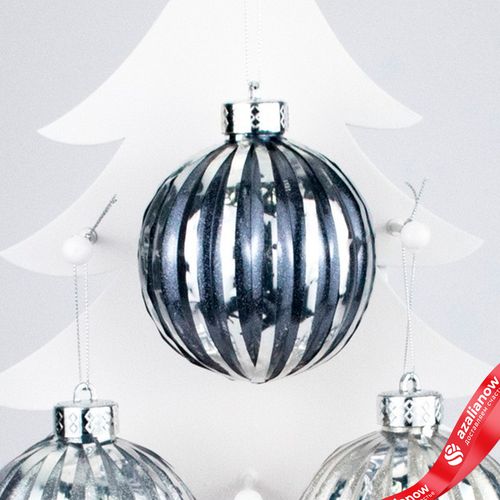 Фото 5: Украшение подвесное «Шар» (пластик), D10см, в асс., серебряный