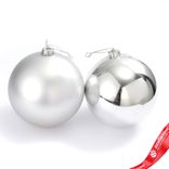 Маленькое фото 1: Украшение подвесное Шар (пластик), D12см, серебряный, в асс.