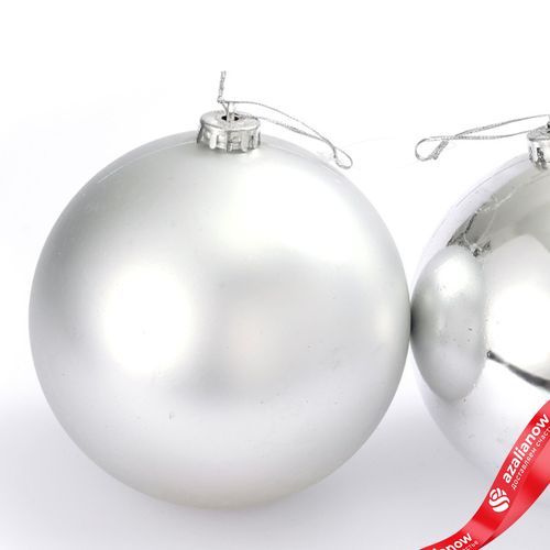 Фото 4: Украшение подвесное Шар (пластик), D12см, серебряный, в асс.