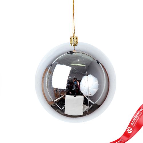 Фото 5: Украшение подвесное Шар (пластик), D12см, серебряный, в асс.