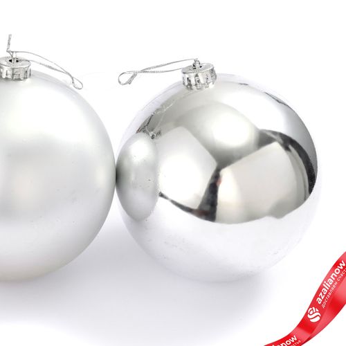 Фото 3: Украшение подвесное Шар (пластик), D15см, серебряный, в асс.