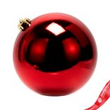 Маленькое фото 2: Украшение подвесное «Шар классический» (пластик), D15см, красный, в асс.