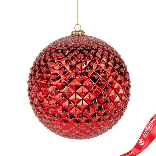 Украшение подвесное «Шар с глиттером» (пластик), D13см, красный