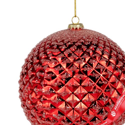 Фото 2: Украшение подвесное «Шар с глиттером» (пластик), D13см, красный