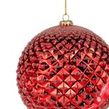 Маленькое фото 2: Украшение подвесное «Шар с глиттером» (пластик), D13см, красный