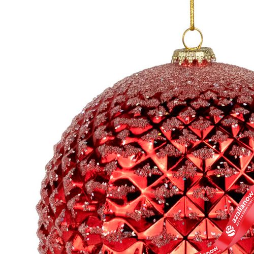 Фото 4: Украшение подвесное «Шар с глиттером» (пластик), D13см, красный