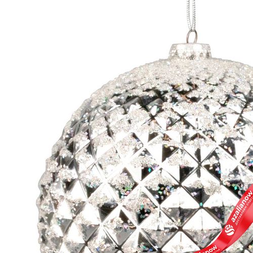 Фото 4: Украшение подвесное «Шар с глиттером» (пластик), D13см, серебряный