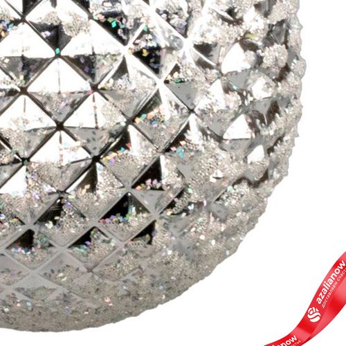 Фото 5: Украшение подвесное «Шар с глиттером» (пластик), D13см, серебряный