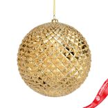 Маленькое фото 1: Украшение подвесное «Шар с глиттером» (пластик), D13см, золотой