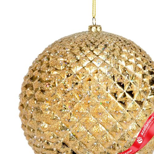 Фото 2: Украшение подвесное «Шар с глиттером» (пластик), D13см, золотой