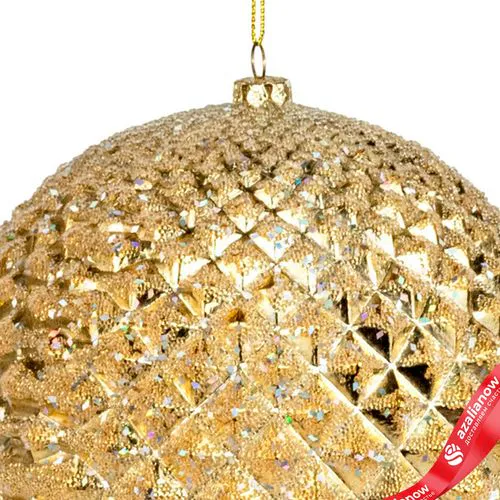 Фото 4: Украшение подвесное «Шар с глиттером» (пластик), D13см, золотой