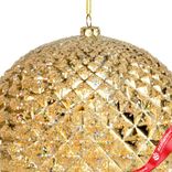 Маленькое фото 4: Украшение подвесное «Шар с глиттером» (пластик), D13см, золотой