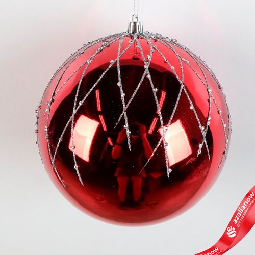 Украшение подвесное «Шар с глиттером» (пластик), D15см, красный