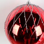 Маленькое фото 2: Украшение подвесное «Шар с глиттером» (пластик), D15см, красный