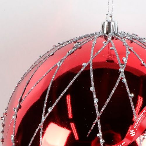 Фото 4: Украшение подвесное «Шар с глиттером» (пластик), D15см, красный