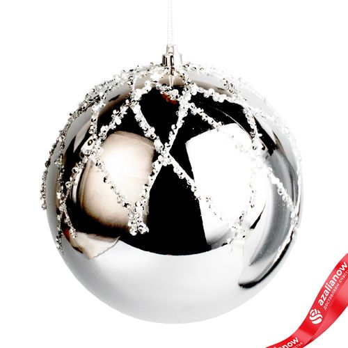 Украшение подвесное «Шар с блестками» (пластик), D15см, серебряный