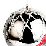 Маленькое фото 2: Украшение подвесное «Шар с блестками» (пластик), D15см, серебряный