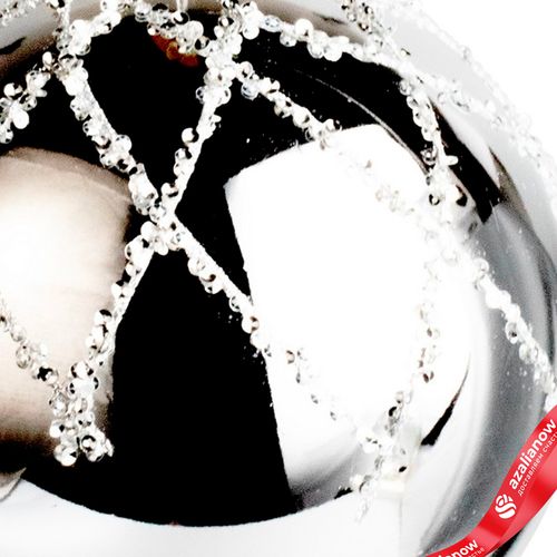 Фото 3: Украшение подвесное «Шар с блестками» (пластик), D15см, серебряный