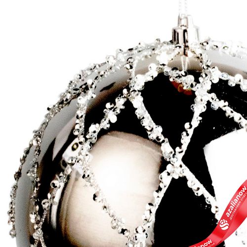 Фото 4: Украшение подвесное «Шар с блестками» (пластик), D15см, серебряный