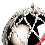 Маленькое фото 4: Украшение подвесное «Шар с блестками» (пластик), D15см, серебряный