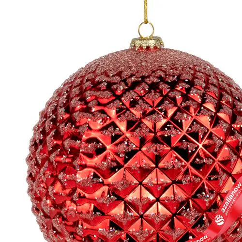 Фото 2: Украшение подвесное «Шар с глиттером» (пластик), D20см, красный