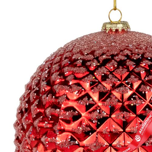 Фото 4: Украшение подвесное «Шар с глиттером» (пластик), D20см, красный