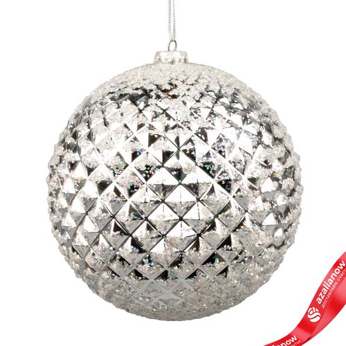 Украшение подвесное «Шар с глиттером» (пластик), D20см, серебряный