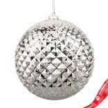 Маленькое фото 1: Украшение подвесное «Шар с глиттером» (пластик), D20см, серебряный
