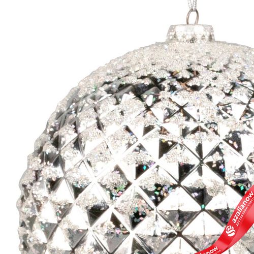 Фото 4: Украшение подвесное «Шар с глиттером» (пластик), D20см, серебряный